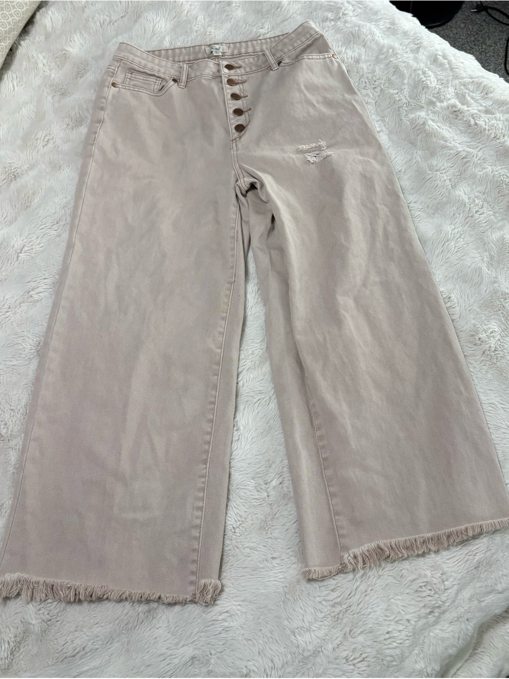 Easel High-Waist Wide-Leg Jeans in Light Taupe